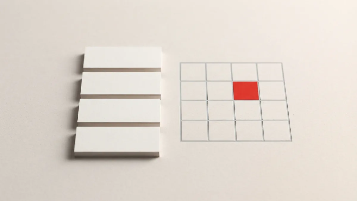 Geometric view of business deductions Stacked cards and routed lines represent common business tax deductions